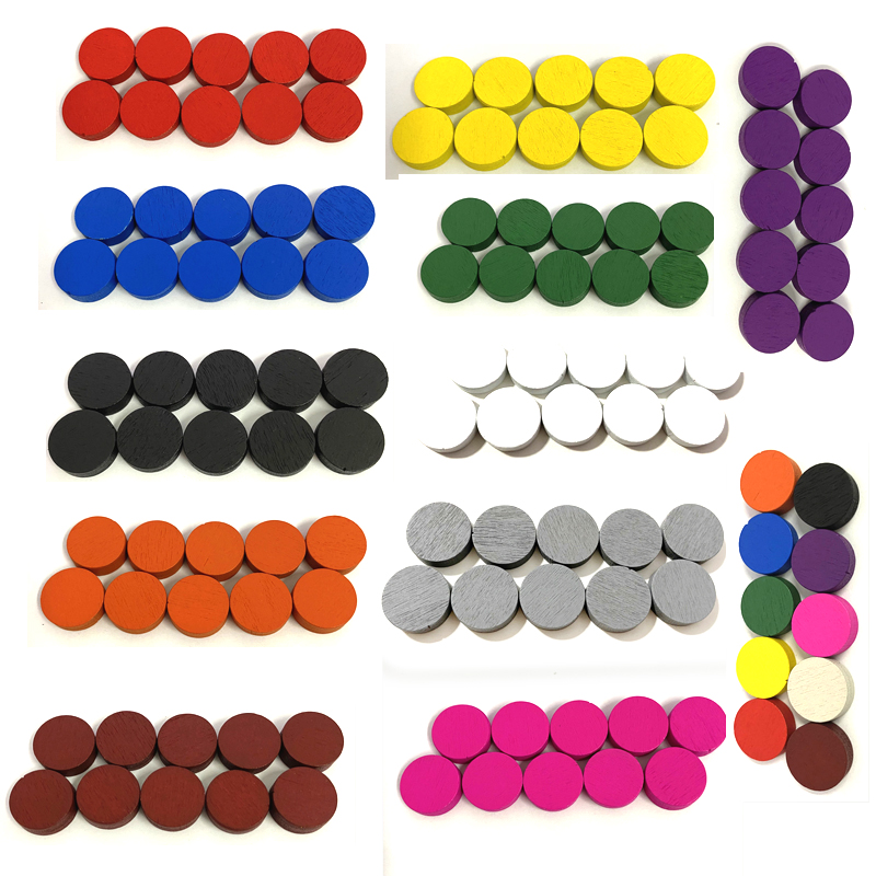 Board Game Harvest - 50pieces 15*5MM 11 Colors Wooden Disk