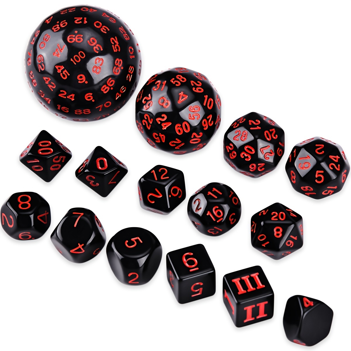 Board Game Pandemic - D3-D100 Black Base Polyhedral Dice Set