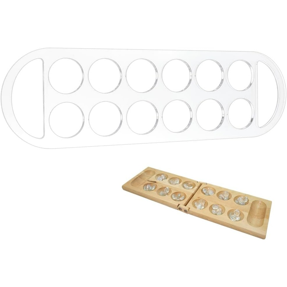 Board Game Template - 12Pockets Mancala Board Template 15.7x4.7inch Clear
