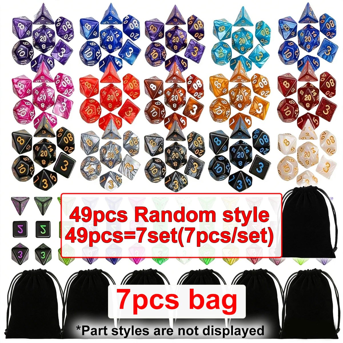 49Pcs Polyhedral Dice Bundle W - Board Game Pandemic ulasan dan harga