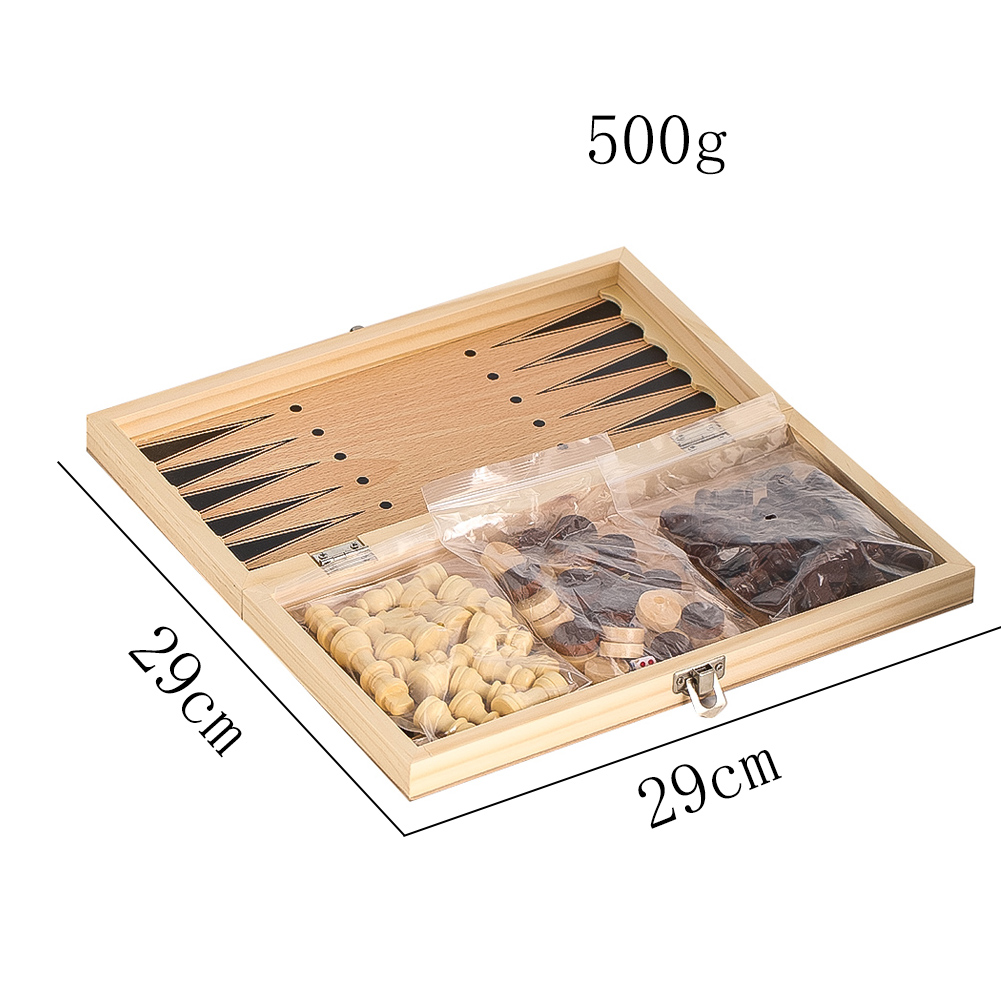 Wooden 3-in-1 Checkers Backgam - Board Game Harvest ulasan dan harga