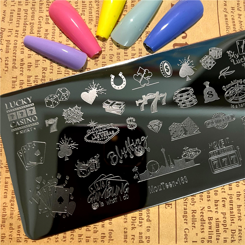 Playing Card Pattern Nail Stam - Board Game Template ulasan dan harga