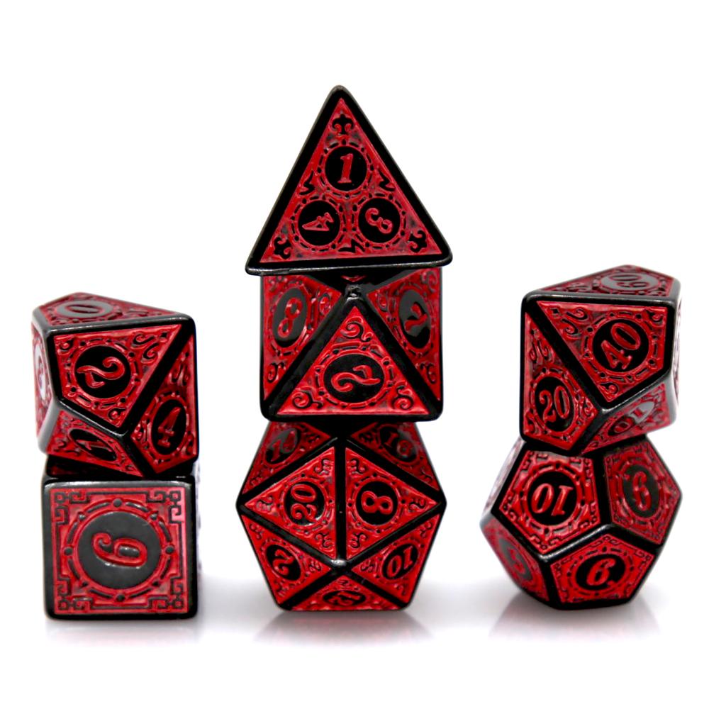 7Pcs Black Red Acrylic Polyhed - Board Game Pandemic ulasan dan harga